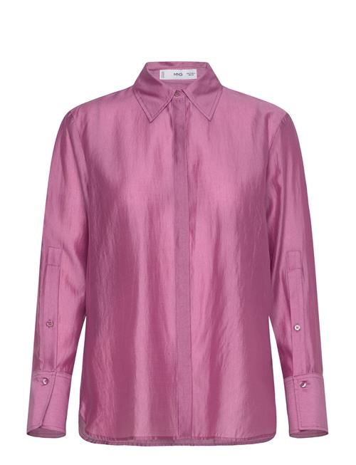 Mango Satin Lyocell Shirt Mango Pink