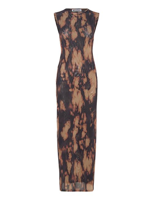 Mesh Printed Dress Weekday Brown