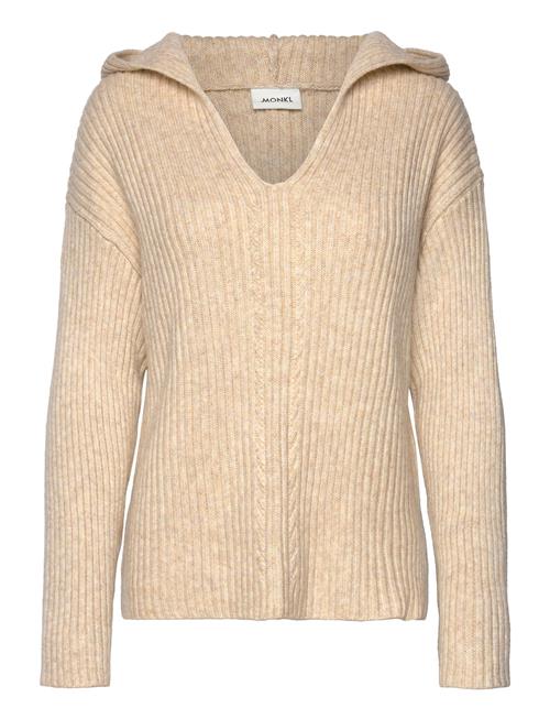 Monki Rib Knit Wool Blend Hooded Sweater Monki Beige