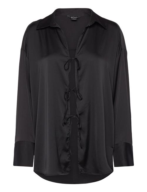 Monki Tiedetail Relaxed Satin Shirt Monki Black