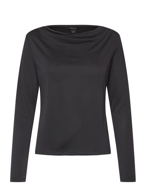 Long Sleeved Ruched Boat Neck Top Monki Black