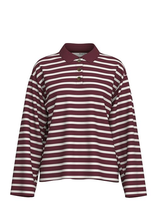 Selected Femme Slfwada Ls Stripe Collar Top Selected Femme Burgundy