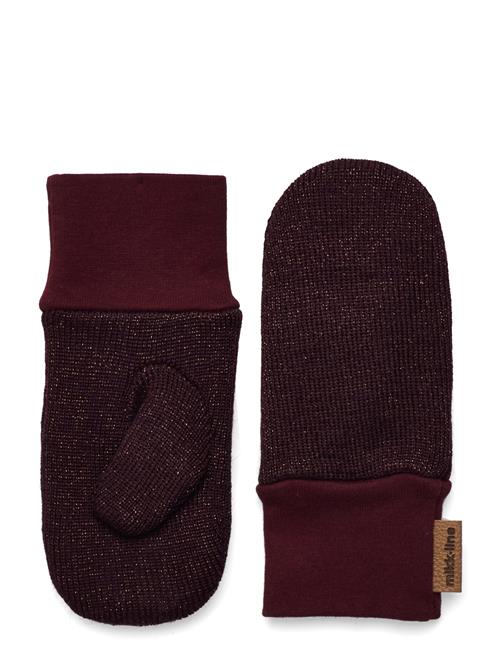 Knit Mittens W Lurex Mikk-line Burgundy