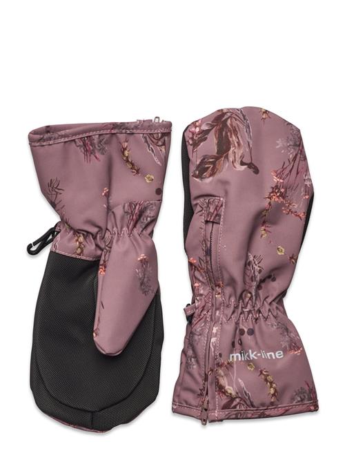 Polyester Baby Mittens Aop W. Zip Mikk-line Pink