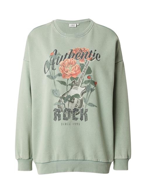 Se ONLY Sweatshirt 'ONLLucinda'  grafit / pastelgrøn / mørkegrøn / koral ved About You