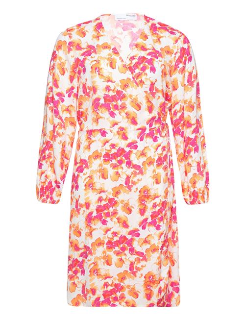 Selected Femme Slffiola Ls Aop Wrap Dress B Cur Selected Femme Pink