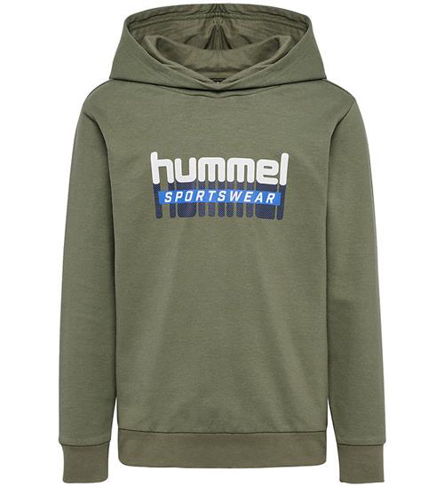 Hummel Hættetrøje - hmlTukas - Dusty Olive m. Print