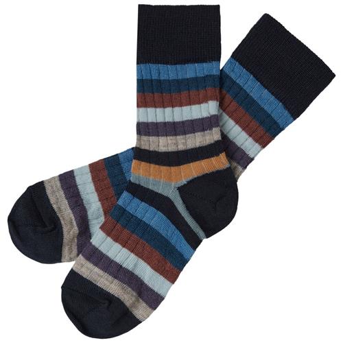 FUB 2-pak klassiske stribede sokker Dark Navy/Multi Stripe | Marine blå | 25-28 EU