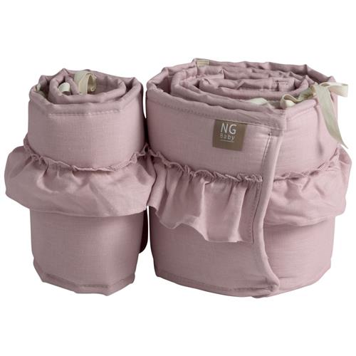 Se NG Baby Stødpude Bedside Krybbe Linned Med Flæse Rose | Lyserød | 0 ved Babyshop