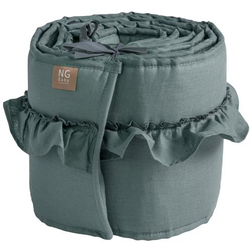 NG Baby Stødkant Vugge Linned Med Flæse Petrol Green One Size      Unisex