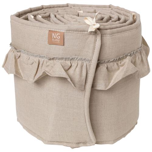Se NG Baby Stødfanger Vugge Linned Med Flæse Natural | Beige | 0 ved Babyshop