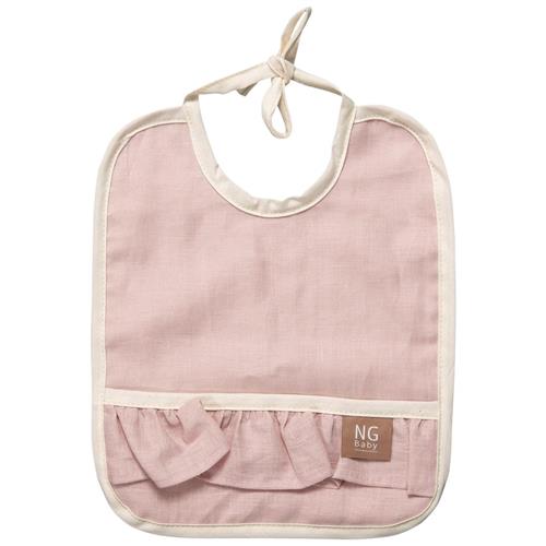 NG Baby Bib Linen With Ruffle Rose | Lyserød | 0