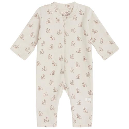 Hust&Claire GOTS Mich Mønstret Heldragt Oat milk 62 cm  Creme  62 cm  Unisex