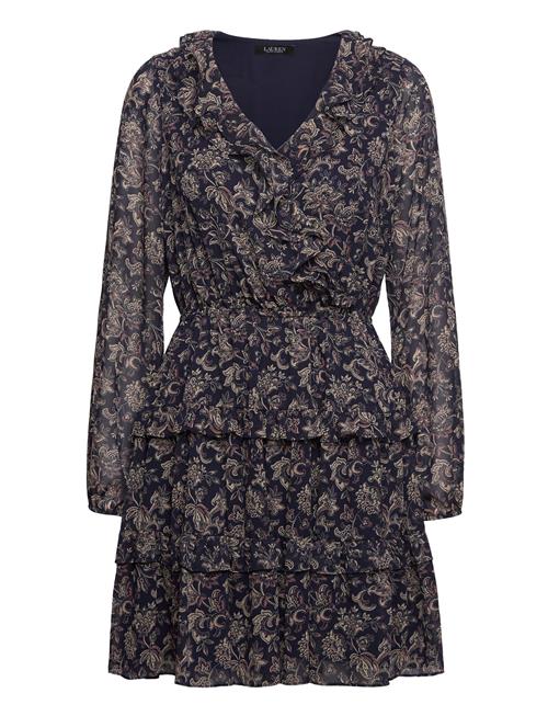 Floral Crinkle Georgette Surplice Dress Lauren Ralph Lauren Navy