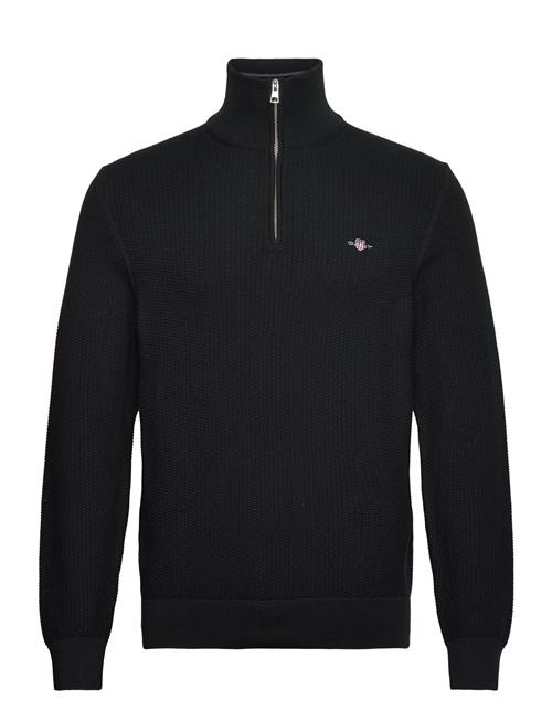 Cotton Micro Textured Half Zip GANT Black