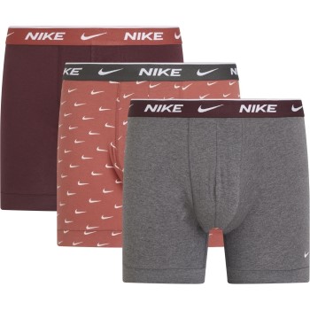 Nike 9P Everyday Cotton Boxer Grå/Rød bomuld Large Herre