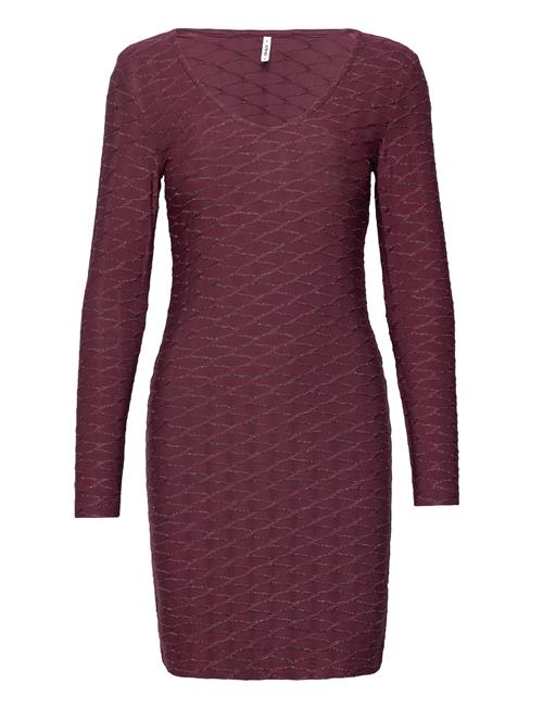 ONLY Onlastra L/S V-Neck Glitter Dress Jrs ONLY Burgundy