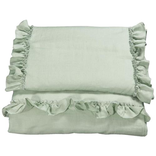 NG Baby Sengesæt Linned Ruffle Klapvogn/Vugge Sage Green | Grønn | 0