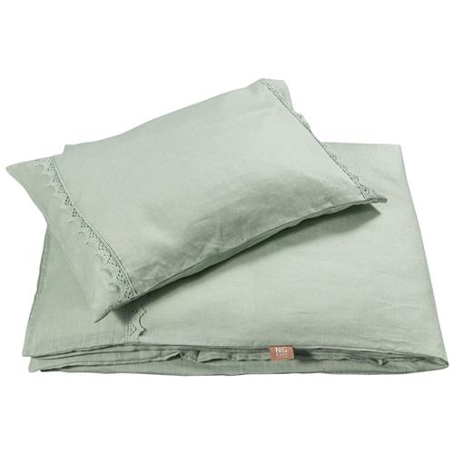 NG Baby Sengetøjssæt Linned med Blonder til Klapvogn/Vugge Sage Green One Size      Unisex