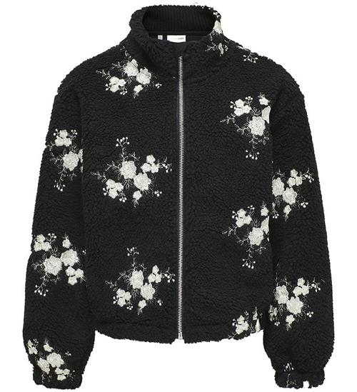 Se Kids Only Fleecejakke - KogValentina - Sort m. Blomster ved KidsWorld