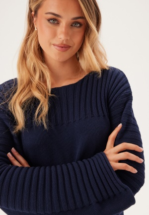 BUBBLEROOM Boatneck Knitted Sweater Navy S