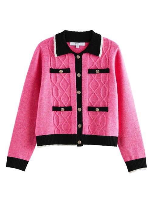 Next Cardigan  pink / sort / hvid