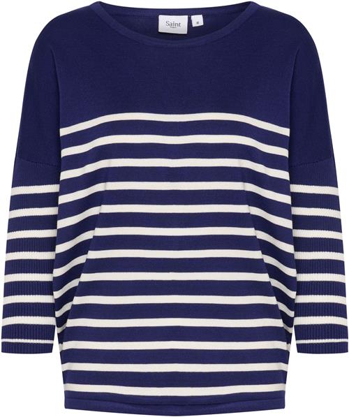 SAINT TROPEZ Pullover 'Mila'  mørkeblå / hvid