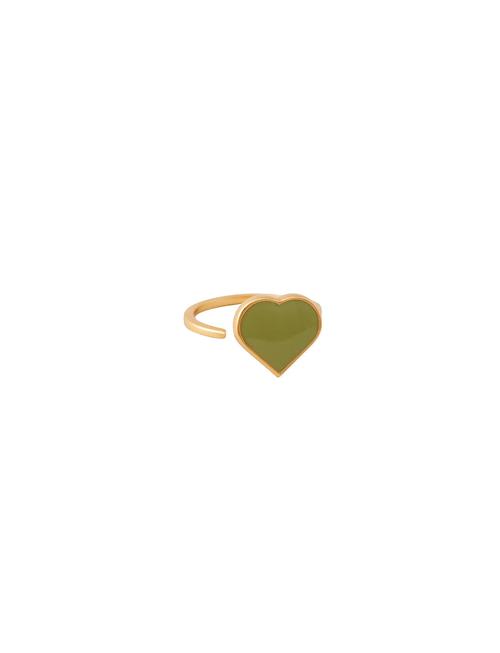 Design Letters Big Heart Enamel Ring Gold Design Letters Green