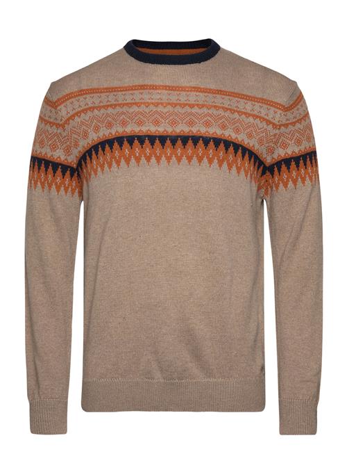 Jacquard O-Neck Knit Lindbergh Beige