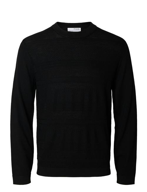 Selected Homme Slhtray Ls Knit Merino Crochet Crewneck Selected Homme Black