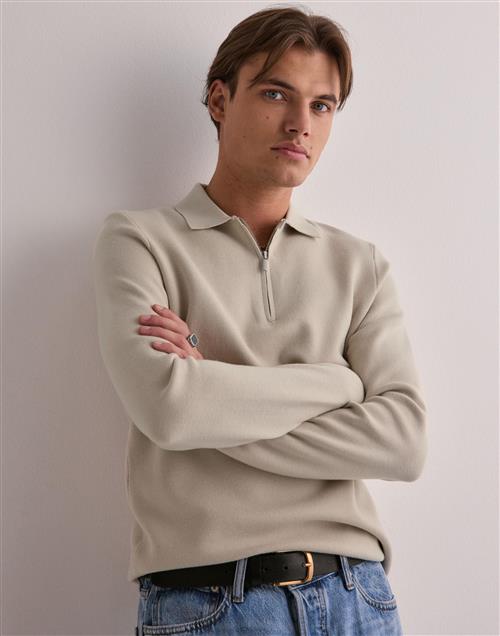 Only & Sons Onscooper Reg Ls 12 Half Zip Polo N Langærmede polotrøjer Beige