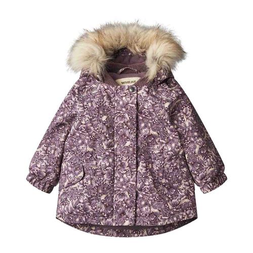 Wheat Mathilde Tech Blomstret Babyjakke Purple Tulips | Lilla | 80 cm