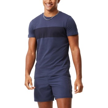 Se Björn Borg T-shirt Stripe Marineblå Small Herre ved Timarco