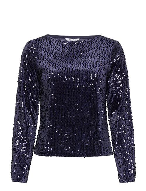 Bubbleroom Sequin Trumpet Sleeve Top Bubbleroom Navy