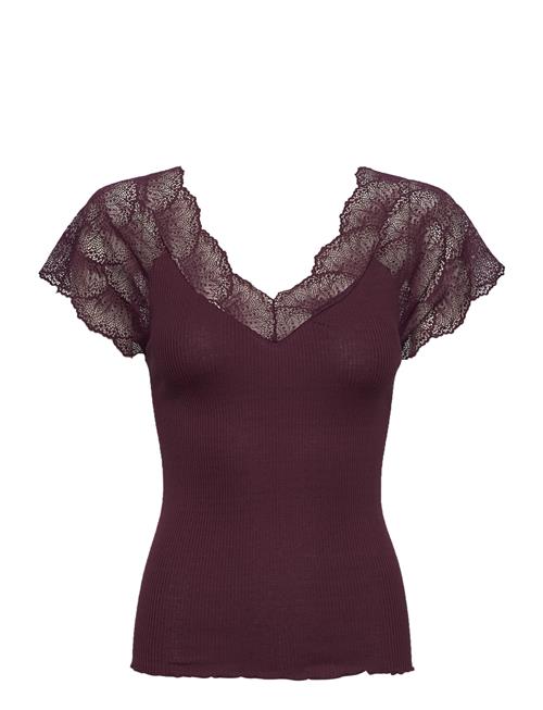 Beatha Silk Top W/Lace Rosemunde Burgundy