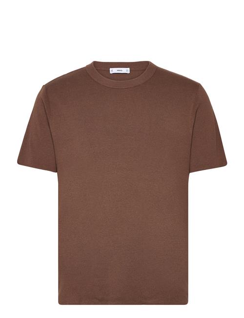 Mango Knit Cotton T-Shirt Mango Brown