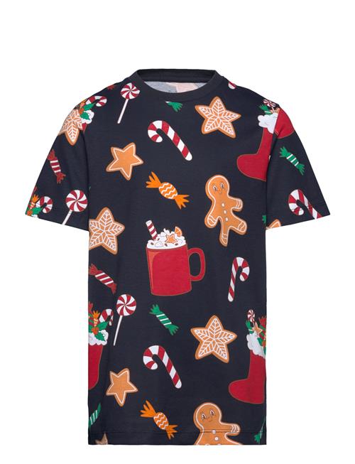 Jack & Jones Jjxmas Merry Aop Tee Ss Crew Neck Jnr Jack & J S Navy