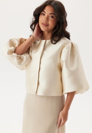 Bubbleroom Occasion Puff Sleeve Satin Jacket Cream S