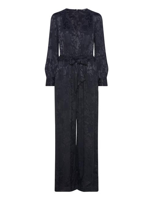 French Connection Arya Satin Jacquard Jumpsuit French Connection Black