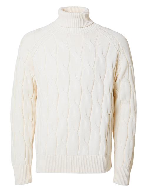 Selected Homme Slhcallo Ls Knit Relaxed Cable Roll Neck Selected Homme White