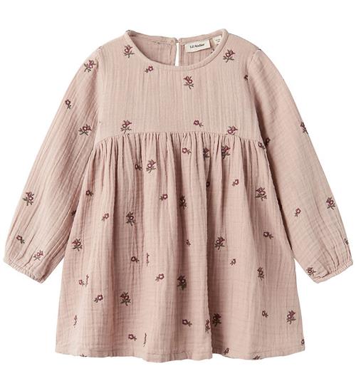 Lil Atelier Lil' Atelier Kjole - Musselin - NmfTamina - Shadow Gray m. Bloms