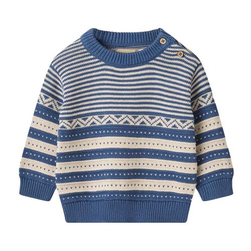 Wheat GOTS Janus Strikket Baby Sweater Deep Ocean | Blå | 80 cm