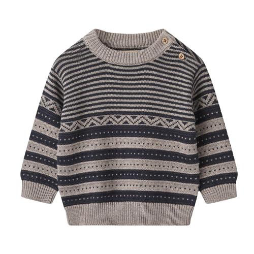 Wheat GOTS Janus Strikket Baby Sweater Navyblå | Marine blå | 74 cm