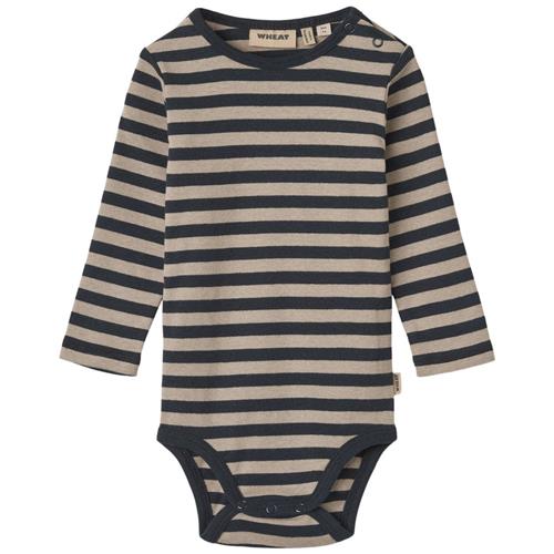 Wheat GOTS Freddie Stribet Babybody Navyblå | Marine blå | 68 cm