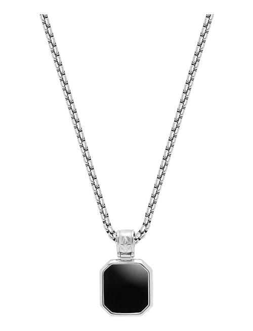 Nialaya Silver Necklace With Square Matte Onyx Pendant Nialaya Silver