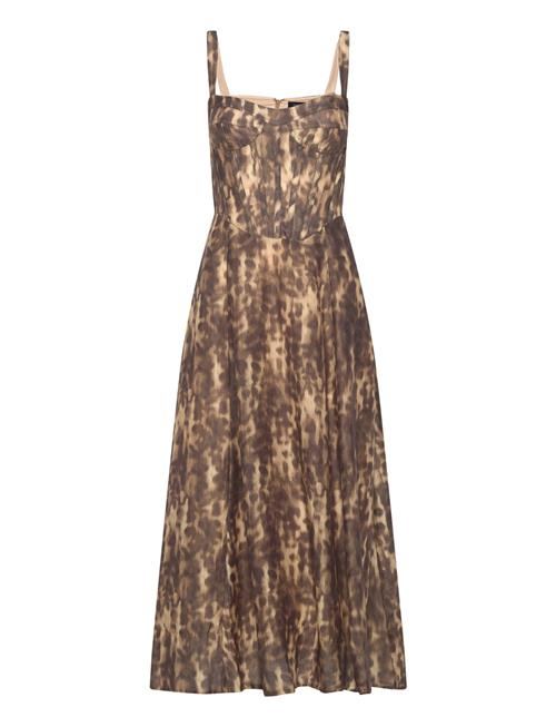 Lilah Corset Midi Dress Bardot Brown