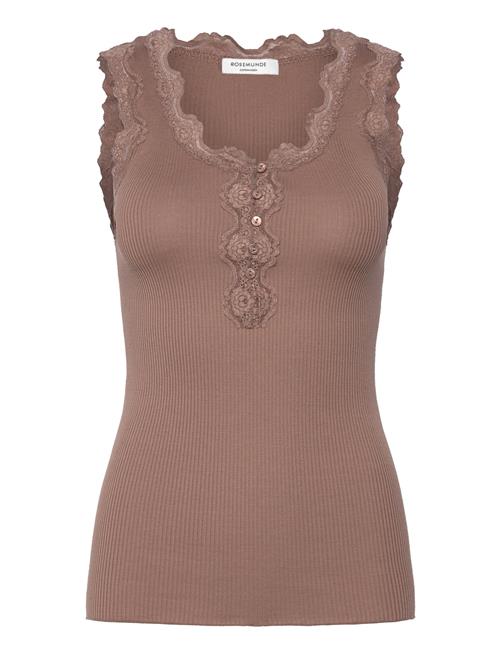 Rosemunde Silk Top W/ Button & Lace Rosemunde Brown