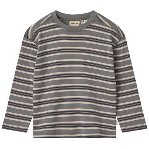 Wheat T-shirt L/S Hans Stormy Blue Stripe | Blå | 98 cm