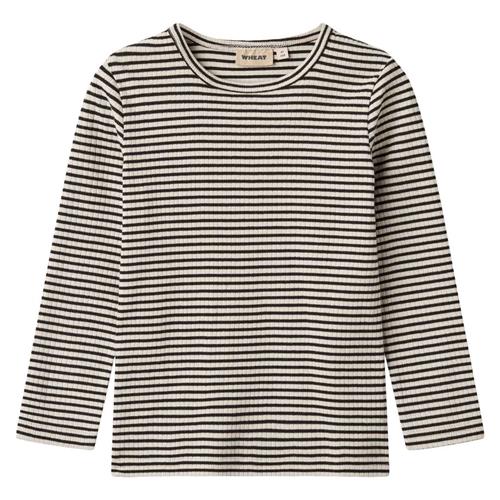 Wheat T-shirt L/S Stig Sort Stribet | Sort | 98 cm