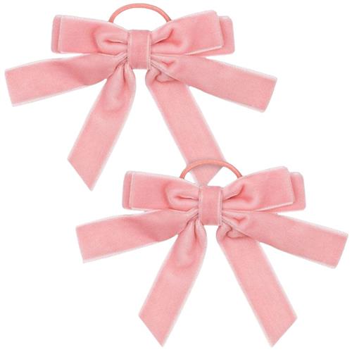 Konges Sløjd 2 Pack Velvet Double Bow Elastic - Peony Pink | Lyserød | 0